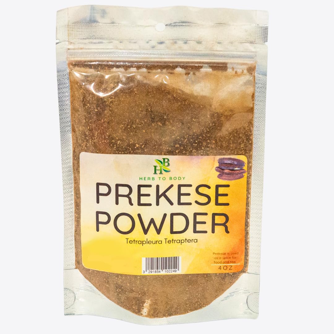 Herb To Body Prekese Powder - 4oz, Wildcrafted Aidan Fruit Powder (Tetrapleura Tetraptera) from Ghana, Dried African Fruit for H