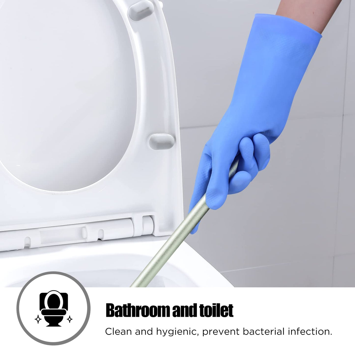 Rubber Gloves Dishwashing 2 Pairs For Kitchen,Cleaning Gloves For Household Reuseable.(Medium,Blue)