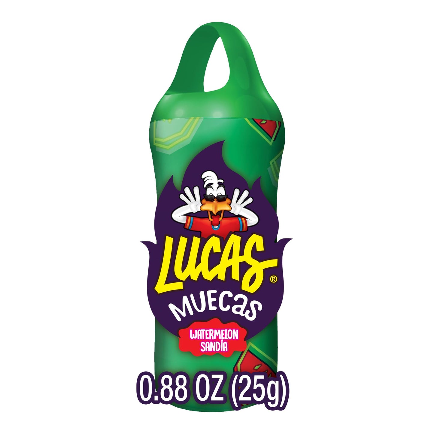 Lucas Muecas Lollipop Watermelon Flavor Candy, 0.96Oz - 10 Pieces Pack For Treats, Snack, Parties, Piatas
