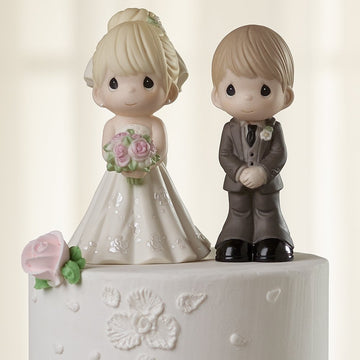 Precious Moments Perfect Couple Bride, Blonde Hair With Light Skin Tone Bisque Porcelain Wedding Figurine & Cake Topper, 172061,