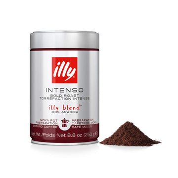 illy Ground Coffee Moka - 100% Arabica Flavored Coffee Ground - Rich Aromatic Coffee Grounds Profile - Intenso Dark Roast - Warm
