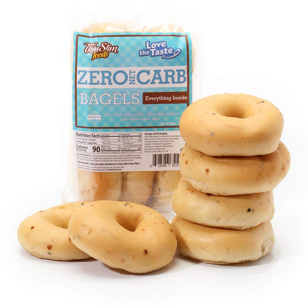 Thinslim Foods Keto Bagels | Keto Bread Alternative | Low Carb Everything-Inside, 4 Pack (6 Zero Net Carb Bagels Per Pack)