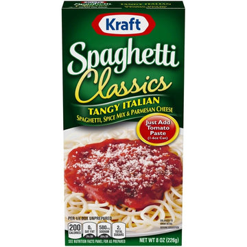 Kraft Spaghetti Classics Tangy Italian Spaghetti (Spices, & Parmesan Cheese Meal Mix, 12 Ct Pack, 8 Oz Boxes)