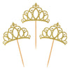 Donoter Gold Princess Crown Cupcake Toppers - 24 Count for Birthday & Baby Shower Party Decorations