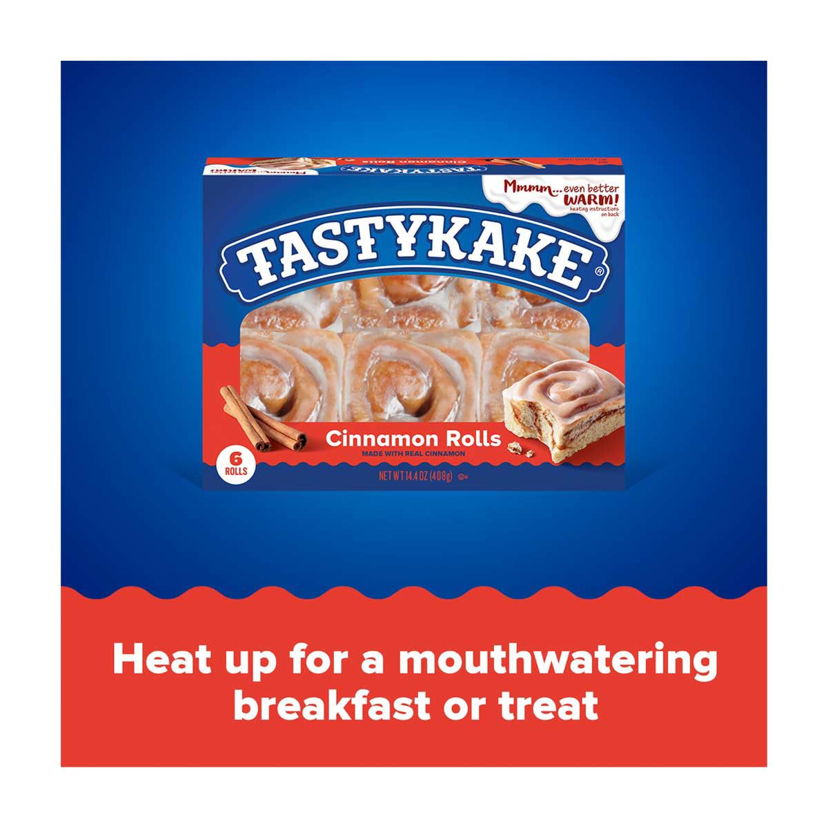 Tastykake Cinnamon Rolls, 6 Count, Made with Real Cinnamon, 14.4 oz (Pack of 2)