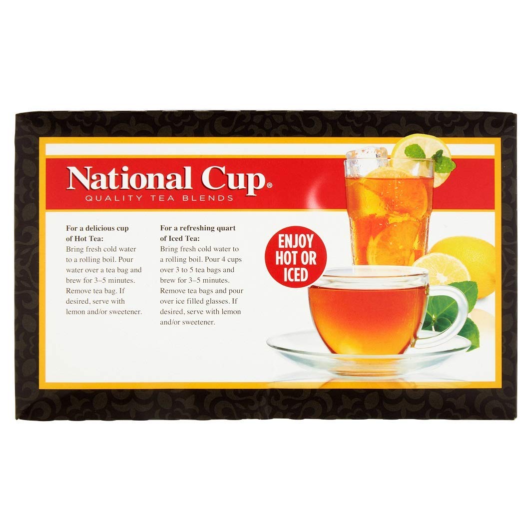 National Cup, Tagless Orange Pekoe And Pekoe Cut Black Tea Blend, Tea Bags, 100 Ct, Pack Of 6