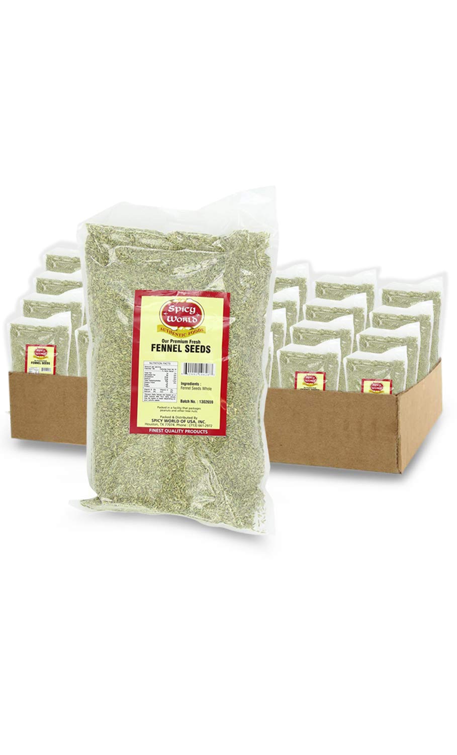 Spicy World Whole Fennel Seeds 5 Pound Bulk - All Natural (Green Saunf) (Pack Of 4)
