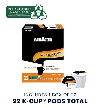 Lavazza Gran Aroma Single-Serve Coffee K-Cup® Pods For Keurig® Brewer, 22 Count (Pack Of 4) Balanced Light Roast With Floral Aroma And Notes Of Citrus, 100% Arabica