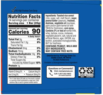 Kelloggs Rice Krispies Chocolately Peanut Butter - Pack of 2, 14 Bars, Brown, 4x4x9 inches