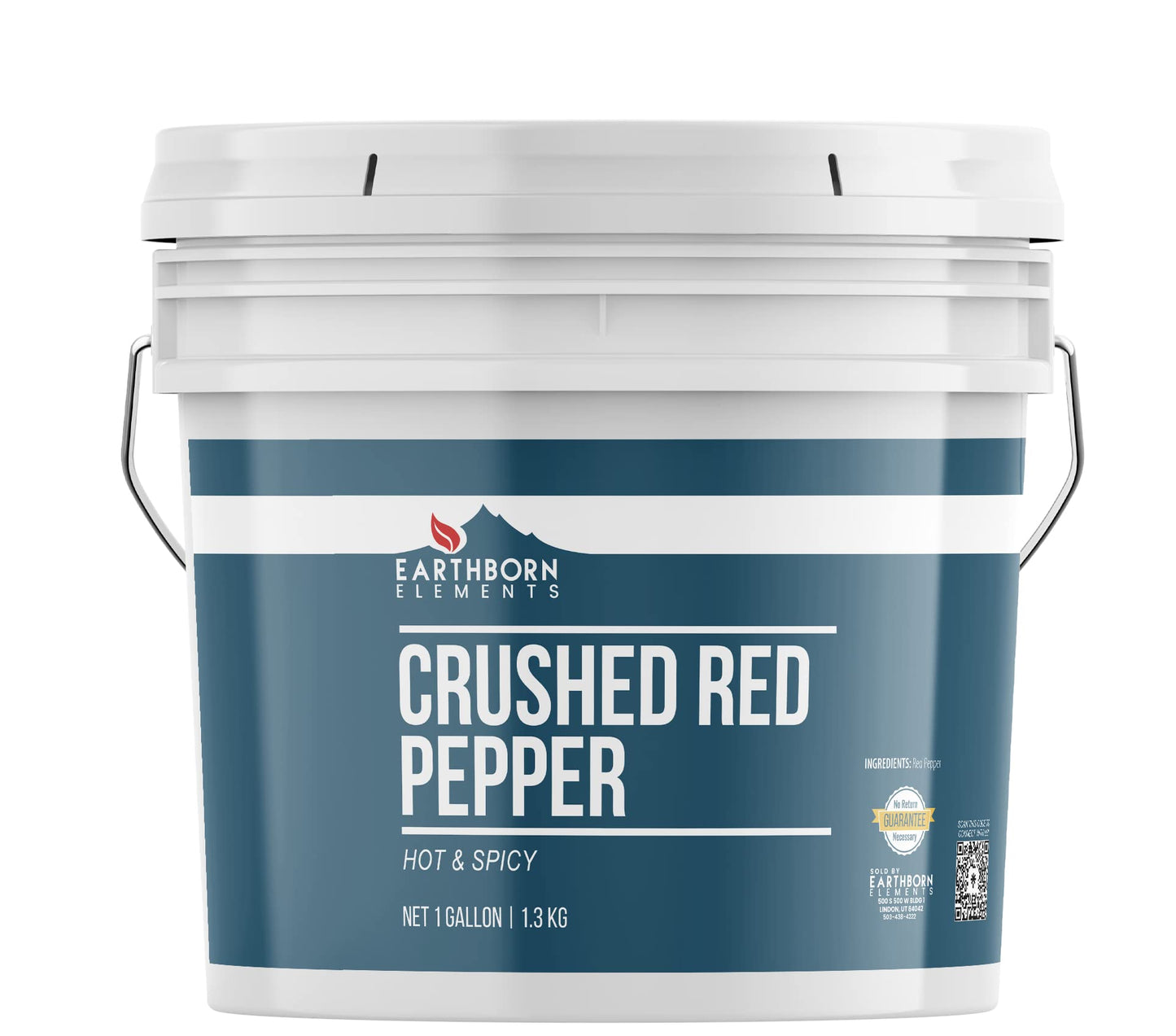 Earthborn Elements Crushed Red Pepper Flakes 1 Gallon Bucket, Pizza Topping, Hot & Spicy Flavor