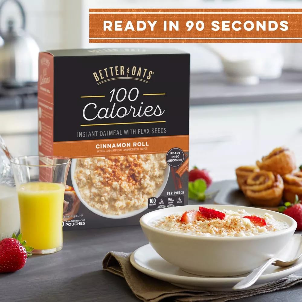 Better Oats OAT FIT Instant Oatmeal CINNAMON ROLL 9.8oz (3 Pack)