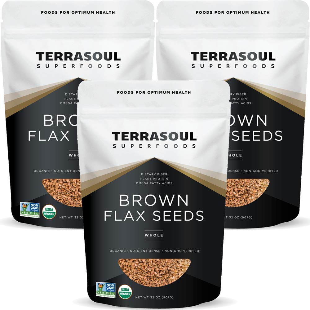 Terrasoul Superfoods Organic Brown Flax Seeds, 6 Lbs (3 Pack)