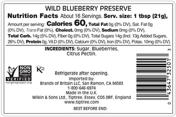 Tiptree Wild Blueberry Preserve, 12 Ounce Jar