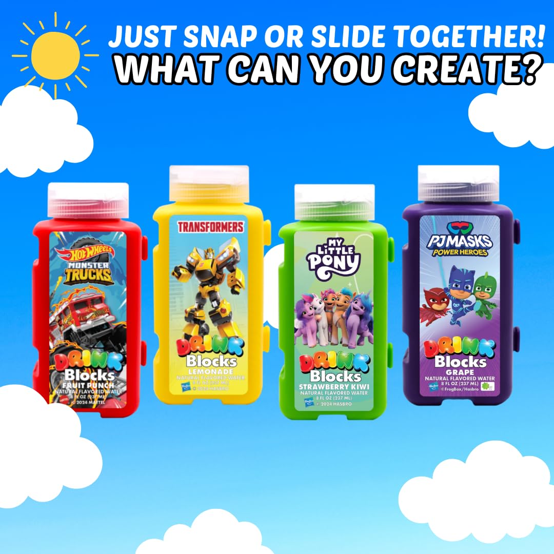 Drink Blocks Sugar-Free, Dye-Free, BPA-Free, Naturally Flavored Water - Bottles Click Together for Creative Building Fun! (Fruit