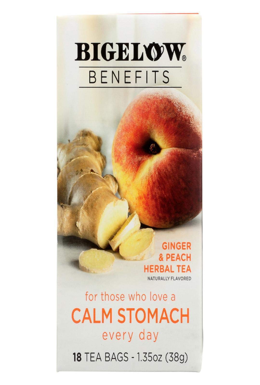 Bigelow Benefits Herbal Tea Ginger Peach, 18 Count (Pack Of 2)