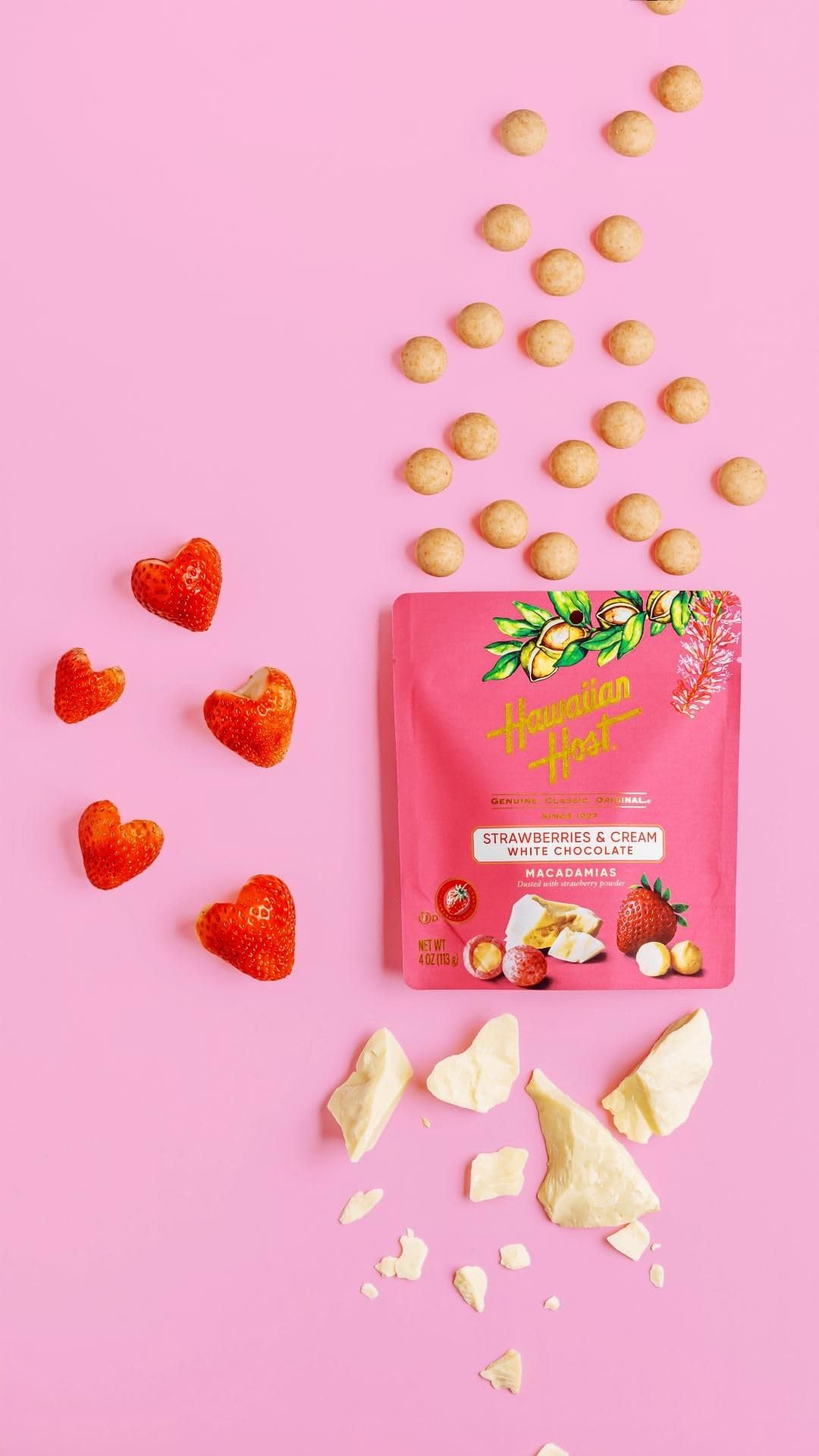 Hawaiian Host Strawberries & Cream White Chocolate Macadamia Nuts - 16 Oz Bag