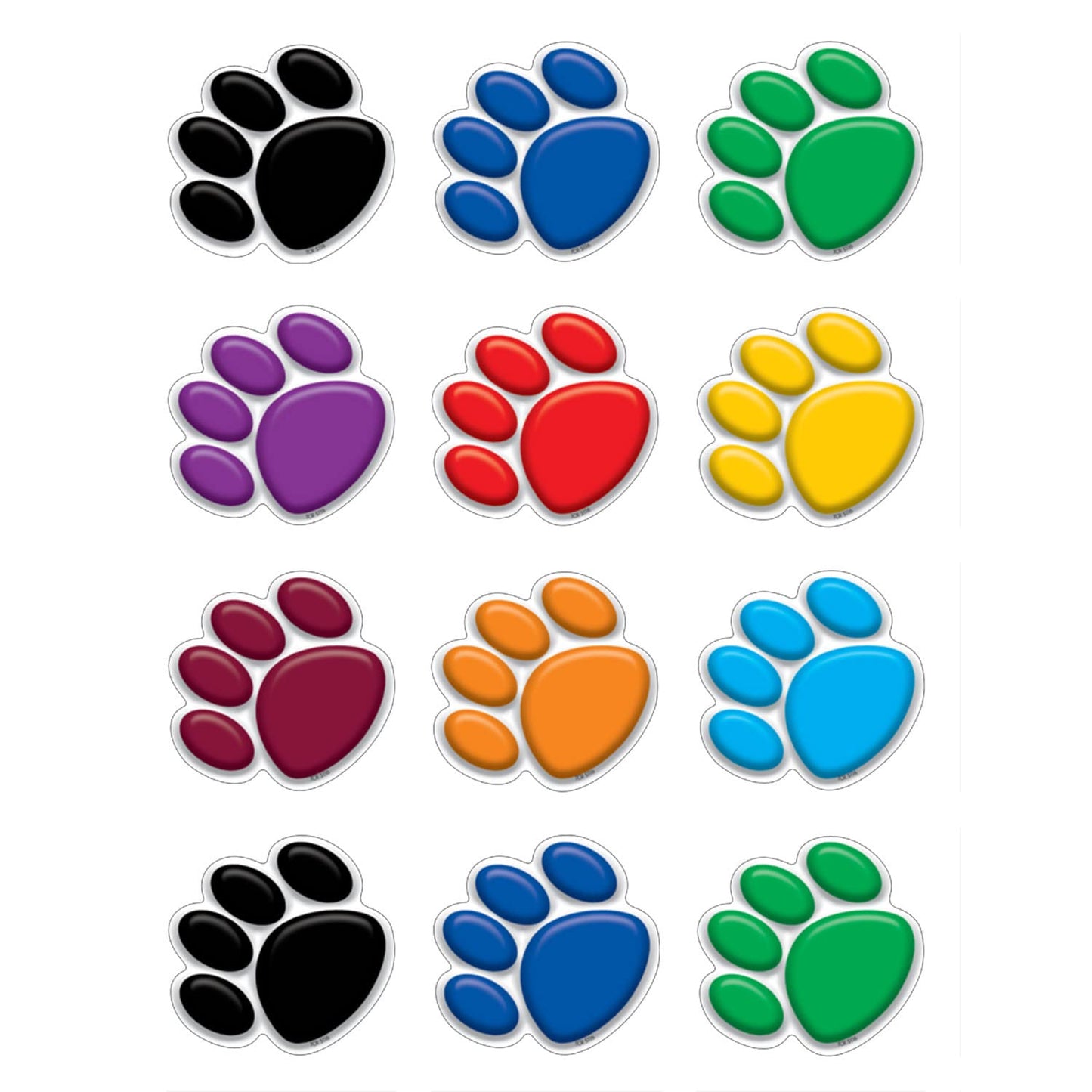 Teacher Created Resources Colorful Paw Prints Mini Accents, 36 Per Pack, 6 Packs