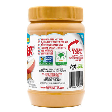 WOWBUTTER Natural Peanut Free Creamy Spread, 17.6 oz Jar - Nut-Free, Vegan, Non-GMO Peanut Butter Alternative
