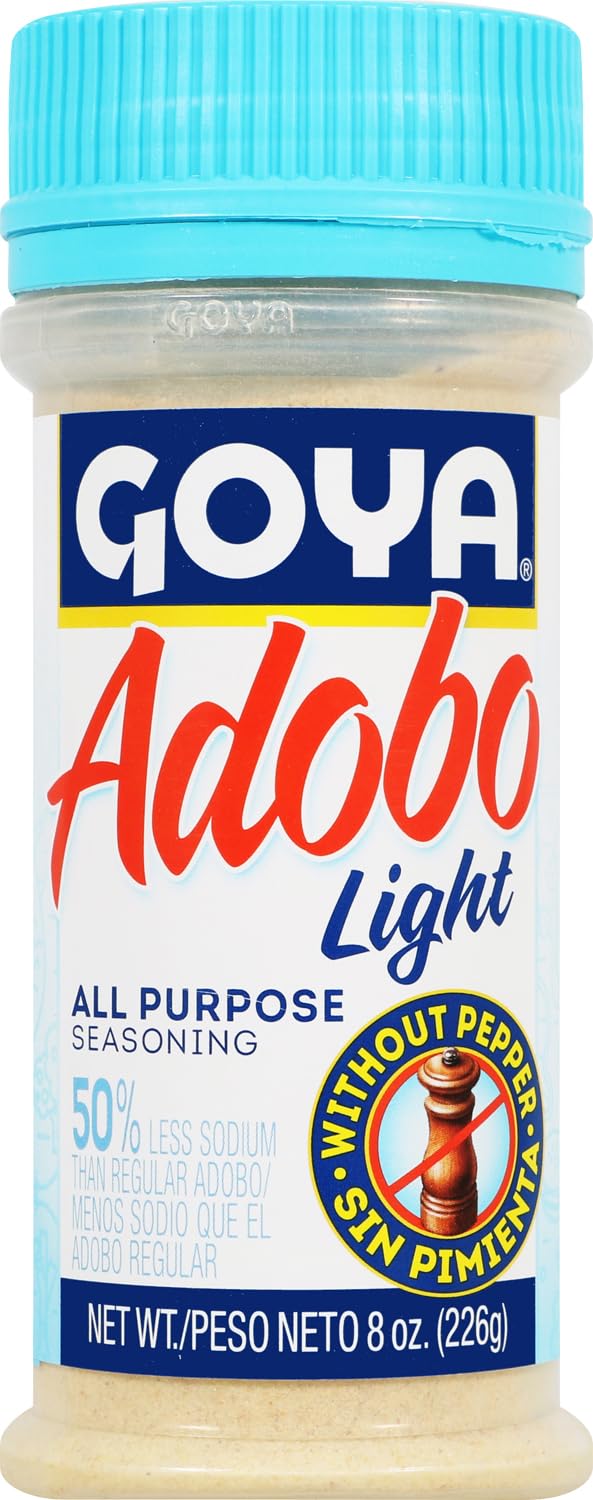 Adobo All Purpose Seasoning Light with Pepper by Goya, Poultry, Seafood, Meat, and Vegetable Seasoning, Fat Free and Calorie Fre