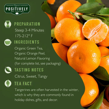 Organic Positively Tea Company, Green Tangerine Green Tea Bags, 20 Count
