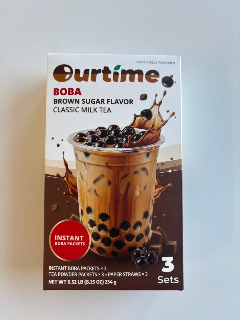 Ourtime Boba Bubble Pearl Taro Milk Tea Kit with Authentic Brown Sugar Tapioca Boba, Ready in Under One Minute, Paper Straws Inc