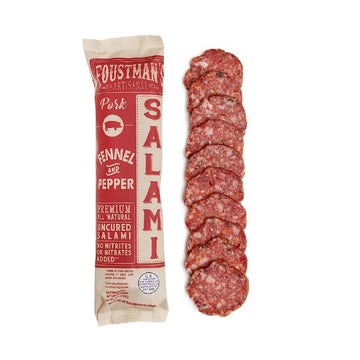 Foustman'S Salami Pork Fennel And Pepper Artisanal, Nitrate-Free, Naturally Cured, Gluten-Free, Dairy-Free, Pack Of 3, 8 Oz Each