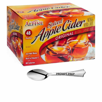 Prompt Prep Spiced Apple Cider Instant Drink Mix - 48 Packets Spiced Apple Cider Instant Drink Mix 0.74 oz. Portion with Prompt Prep spoon