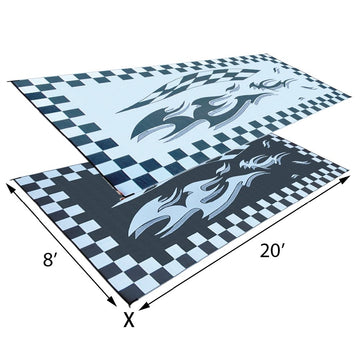 Stylish Camping Hc1 Black/Flag 8' X 20' Checkered Mat