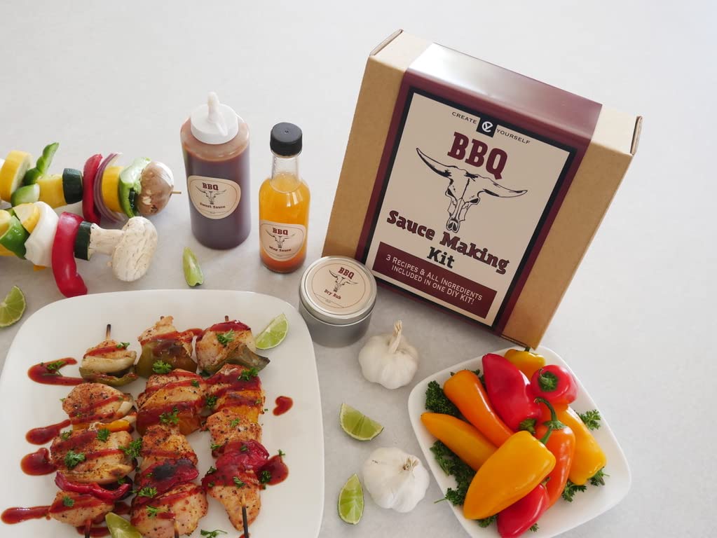 Create Yourself BBQ Sauce Making Kit - Complete DIY Set with Recipes, Ingredients, Containers, and Labels