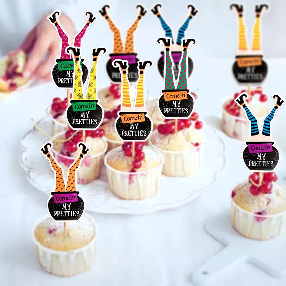 Ercadio 36 Pack Halloween Witch Boot Cupcake Toppers Witch'S Feet Shoes Legs Cupcake Picks Baby Shower Birthday Halloween Themed