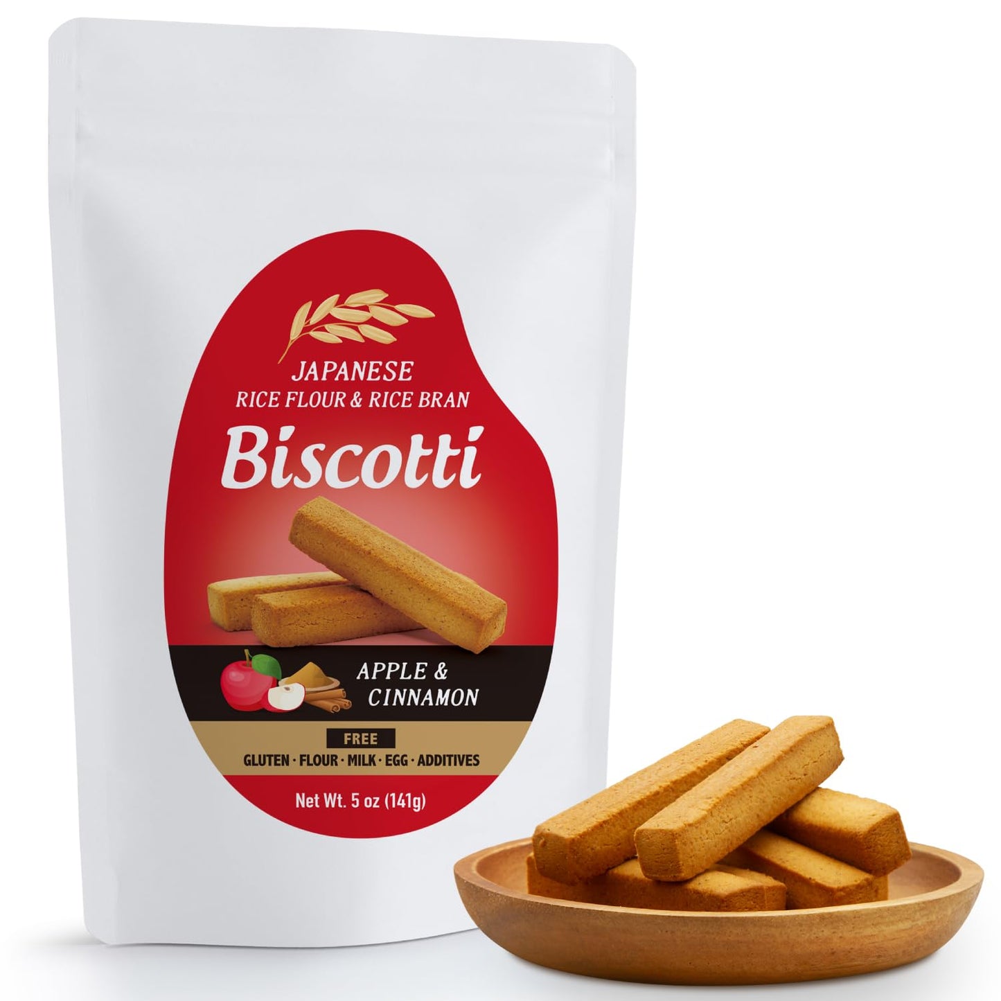 Biscotti Low Carb Almond Cookies Snacks 5 Oz (142 G), Apple & Cinnamon, No Gluten (1 Bag)