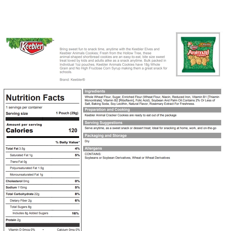 Animal Crackers, Crackers individual bags, Variety Crackers Snack Bulk Packs - Graham Cracker, Keebler, Whole Grain, No High Fru