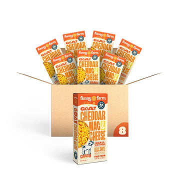 Funny Farm A2 Milk Macaroni and Cheese | Pasta with Cheddar Cheese Flavor - Goat Cheese Mac and Cheese Dinner Bundle (Bulk 8 Pac