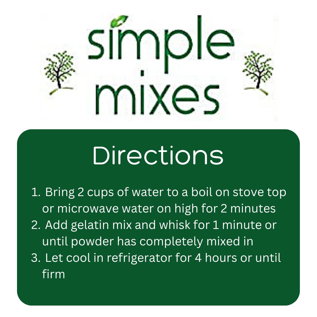 Simple Mixes Natural Gelatin Dessert, Strawberry, Healthy Snack, Dye-Free, No Gluten or Fat, Kosher, 3 Pack