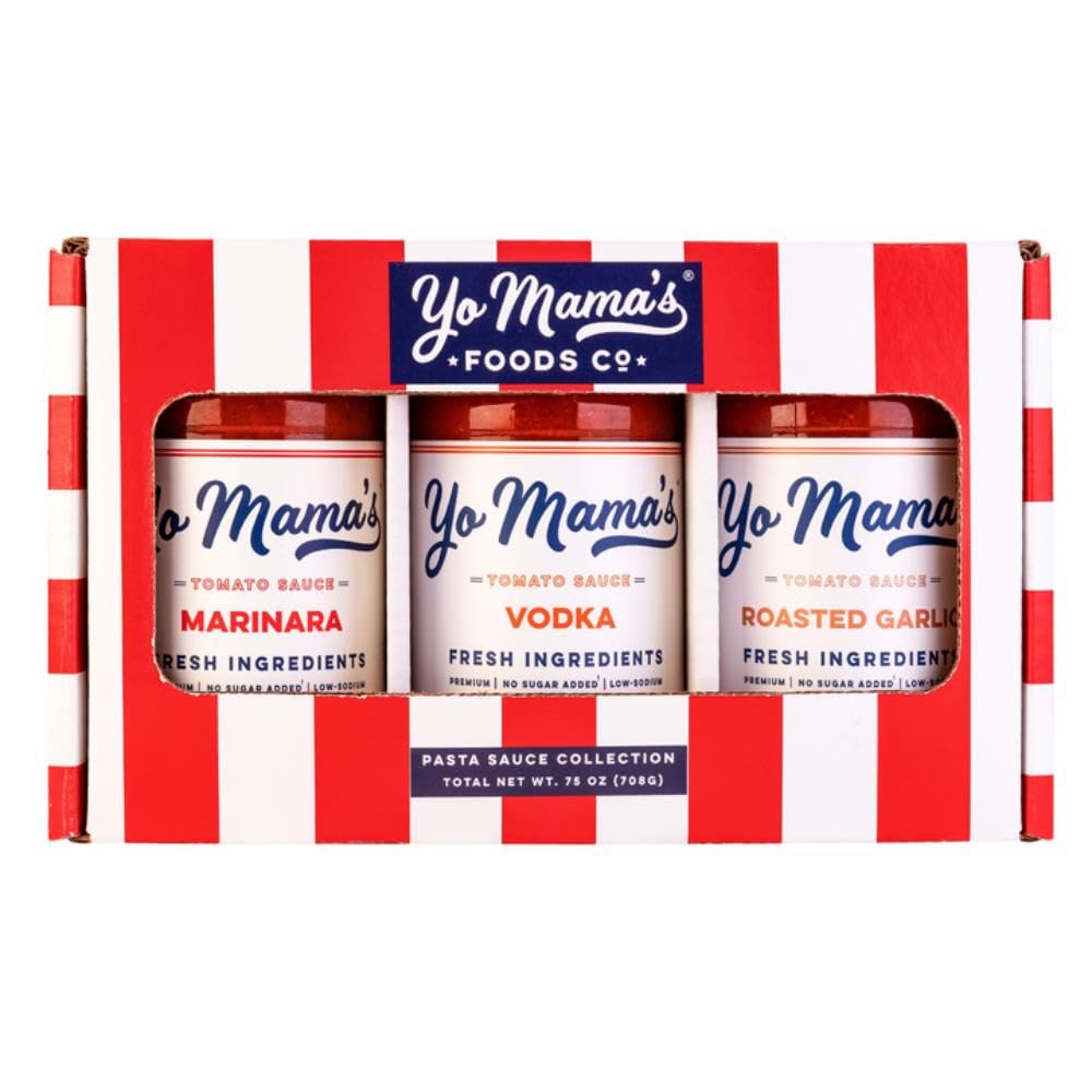 Yo Mama’s Foods Gourmet Keto Gift Set - Marinara, Vodka, Roasted Garlic Sauces - 1.56 lb (Pack of 3) - Low Sugar, Gluten-Free