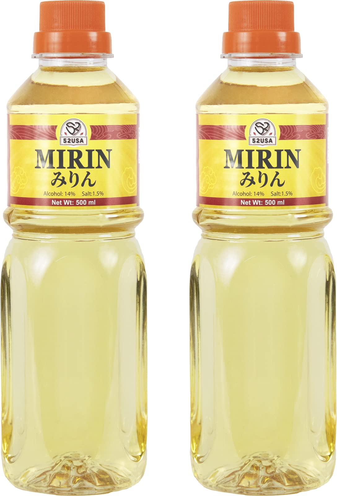 52USA Mirin Cooking Wine 16.9 FL OZ X2 Red Rice Cooking Wine & Seasoning Homemade Sauces Marinades Glazes Salad Dressings Sushi Rice Ramen Noodles