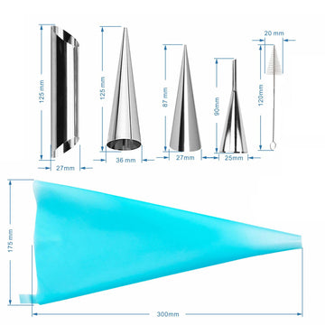 Non-Stick Cream Cannoli Tubes, Fantasyday 18 Pcs Stainless Steel Baking Cones Pastry Roll Horn Croissant Mold Cannoli Shells Wit
