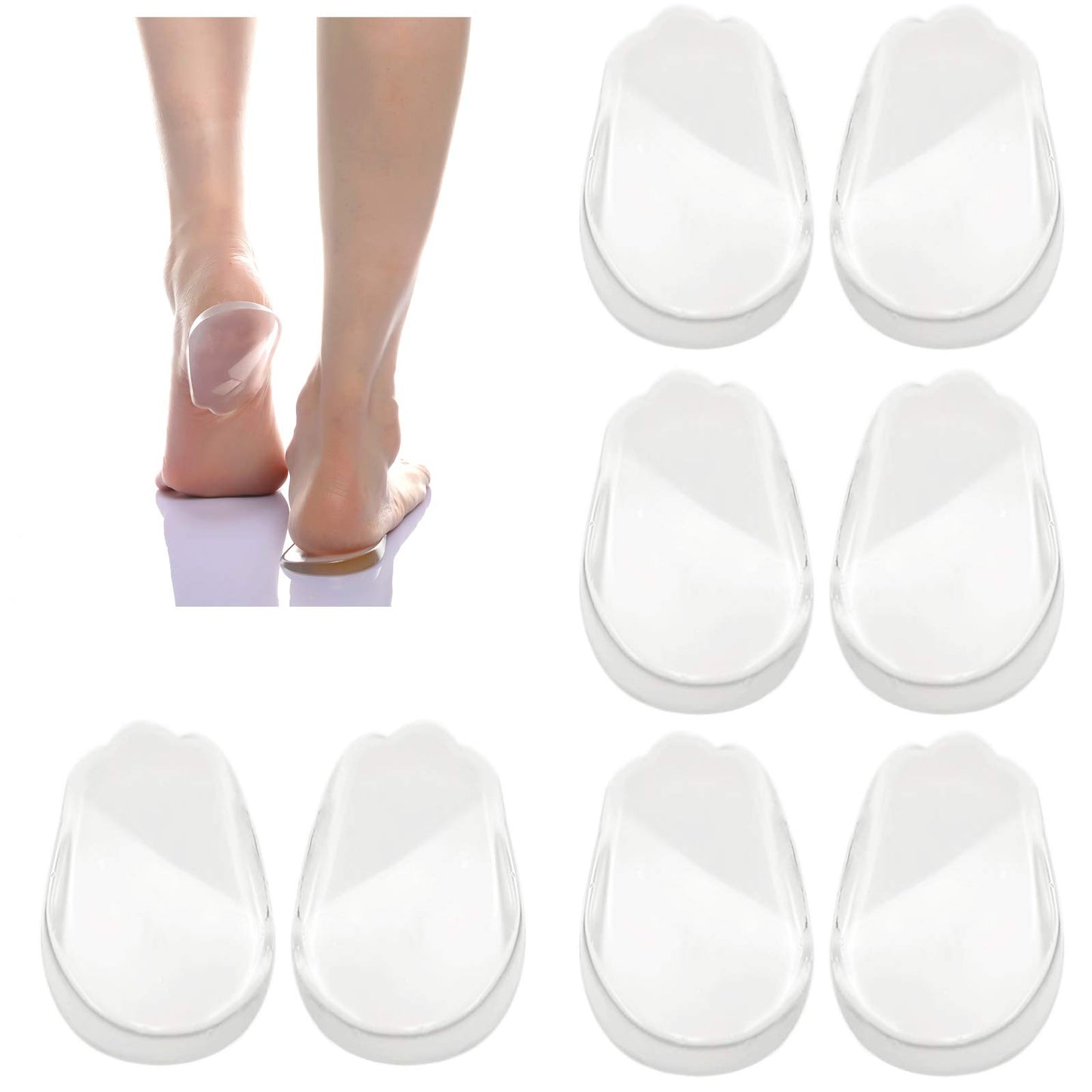 4 Pairs Orthopedic Insoles For Men And Women, Medial & Lateral Heel Wedge Silicone Shoe Inserts, Height Increase Shoe Pad For Co