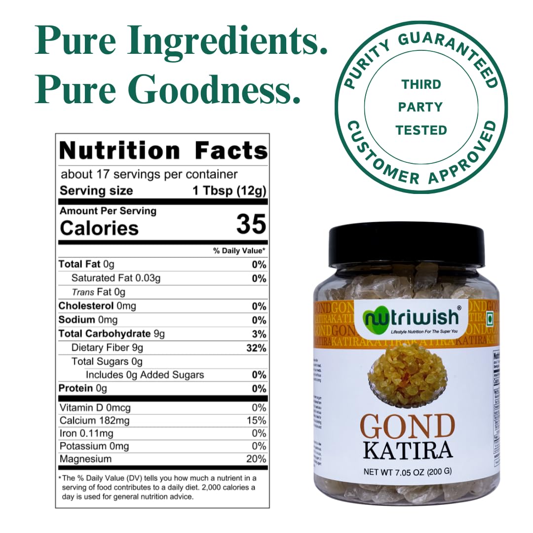 Nutriwish Gond Katira, 7 Oz (200 G) | Gond- Edible Gum | Tragacanth Gum | Natural |