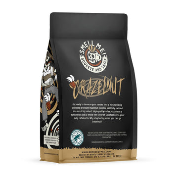 Bones Coffee Company Crazelnut Ground Coffee Beans Hazelnut Flavor | 12 Oz Flavored Coffee Gifts Low Acid Medium Roast Gourmet C