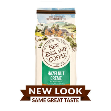 New England Coffee Hazelnut Crème Decaffeinated Medium Roast Ground Coffee, 10Oz Bag (Pack Of 1)