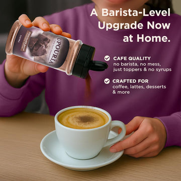 Upouria Chocolate Flavored Shakable Topping for Coffee Lattes Desserts Gourmet Cocoa Taste 5.5oz