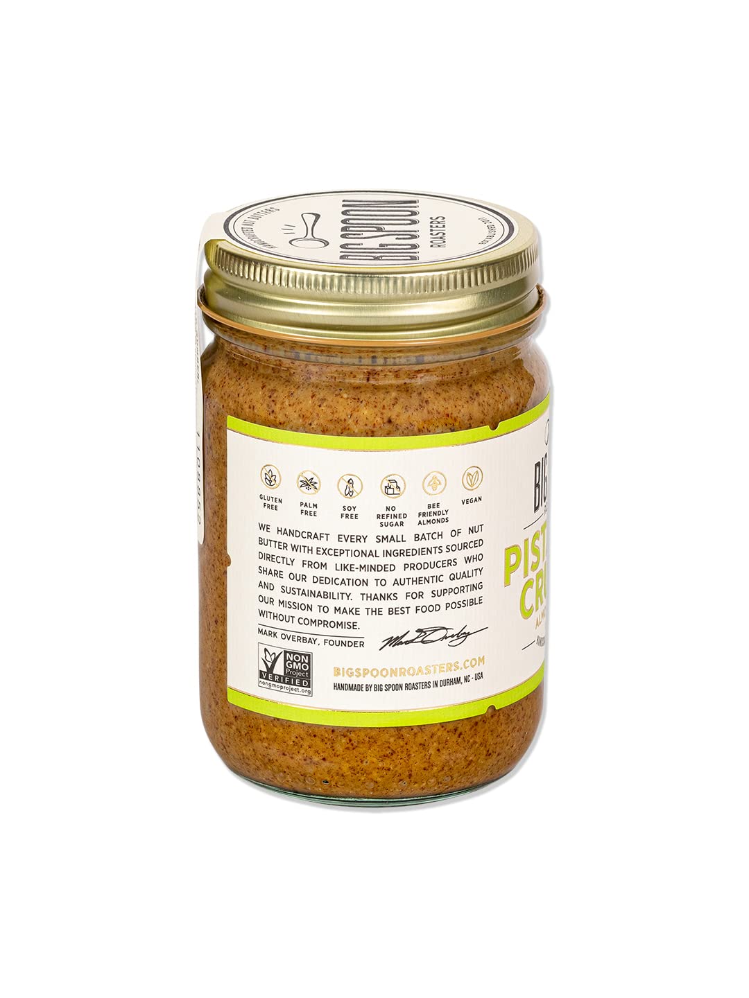 Big Spoon Roasters Almond & Pistachio Butter w/Raw Honey & Sea Salt - Keto Friendly, Low Sugar Almond Butter - Crunchy Pistachio