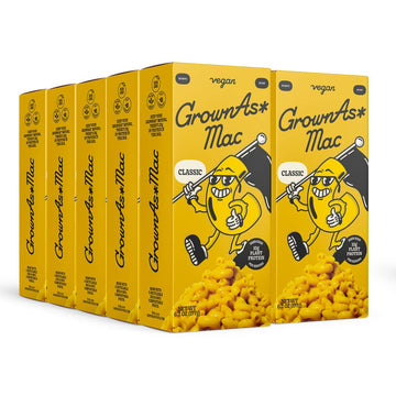 Grownas Vegan Mac & Cheese, 10 Pack - Dairy-Free, High Protein Snack, Easy To Prepare, Made With Coconut & Wheat, Suitable For V
