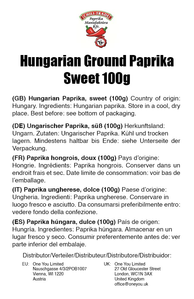 Hungarian Sweet Paprika From Kalocsa, Hungary (3.5 Ounce (100G))