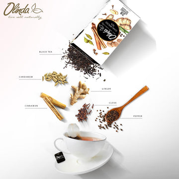 Olinda Chai Spiced Black Tea Organic Ceylon Cinnamon Ginger Cardamom Fall Tea Bags Caffeinated Tea Bags Brew Hot Or Cold Festive