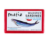 Matiz Spicy Wild Spanish Sardines in Olive Oil and Piri Piri Pepper, 4.2 oz (1 Pack) | Imported from Spain | Wild-Caught and Han