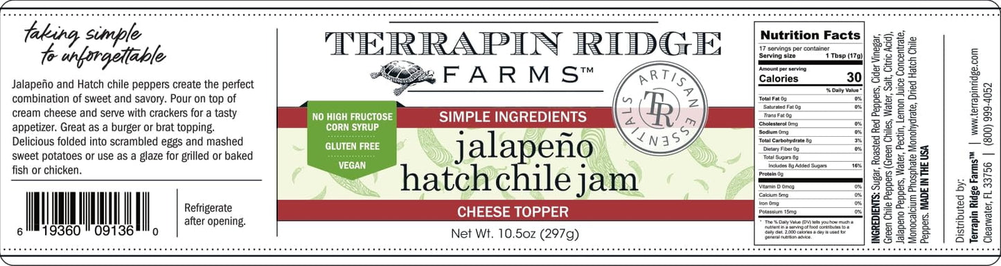 Terrapin Ridge Farms Gourmet Jalapeno Hatch Chile Jam - One 10.5 Ounce Jar