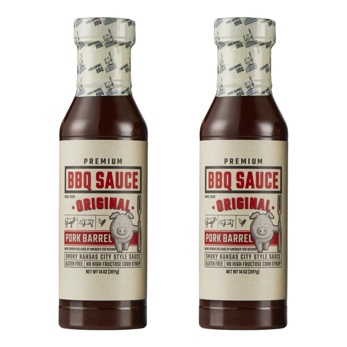 Pork Barrel BBQ Competition Sauce, Smoky Kansas City Style, Gluten-Free, 14 oz - Pack of 2
