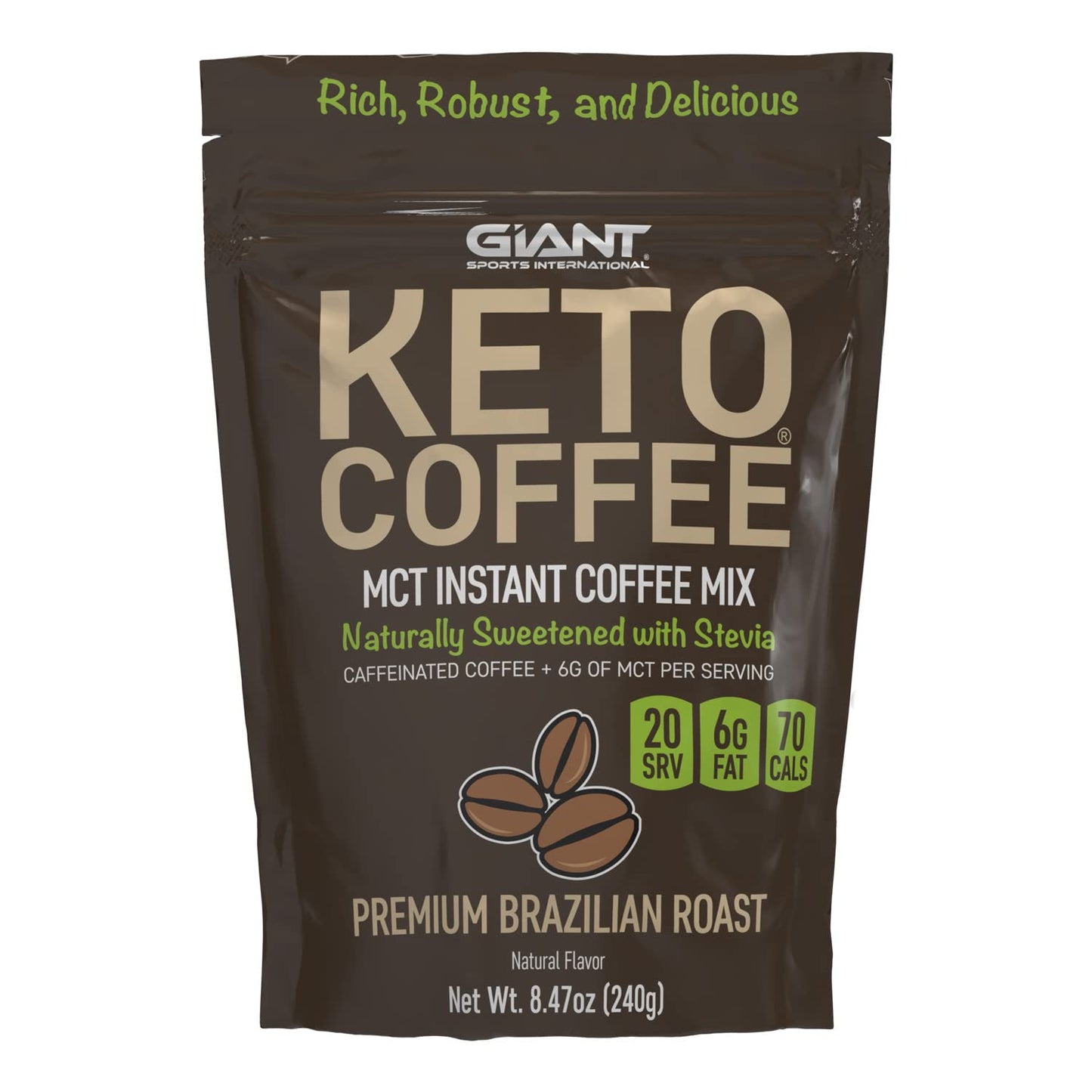 Giant Sports Keto Coffee Instant Ketogenic Coffee Beverage Powder Mix 6G Of Mct Oil Powder Per Serving Naturally Sweetened Sugar Free 20 Servings